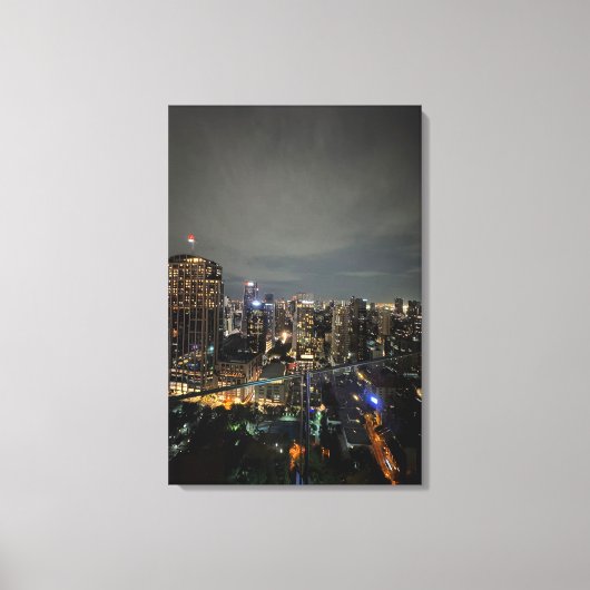 バンコクでのナイトライフ写真キャンバス キャンバスプリント (正面)