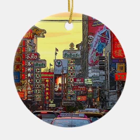 バンコクのチャイナタウンThailand – 変更された写真 セラミックオーナメント (正面)
