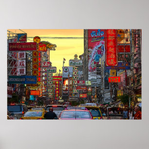 バンコクのチャイナタウンThailand – 変更された写真 ポスター