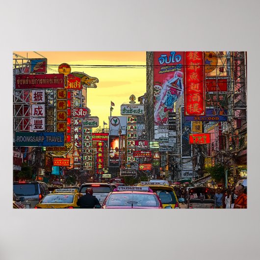 バンコクのチャイナタウンThailand – 変更された写真 ポスター (正面)