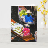 バンコクの浮上市場 カード (黄色い花)
