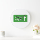 バンコクアヘッドタ⚠イハイウェイ交通標⚠識 ラージ壁時計 (ホーム)