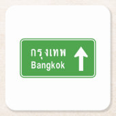 バンコクアヘッド⚠タイ高速道路交通標識⚠ スクエアペーパーコースター (正面)