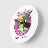 バンコクインドネシア旅行のロゴを探索する ラウンド壁時計 (傾斜)