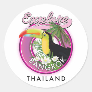 バンコクインドネシア旅行ロゴを探索 ラウンドシール