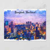 バンコクカラフルタイランドシティスケープ水彩 ポストカード (正面)