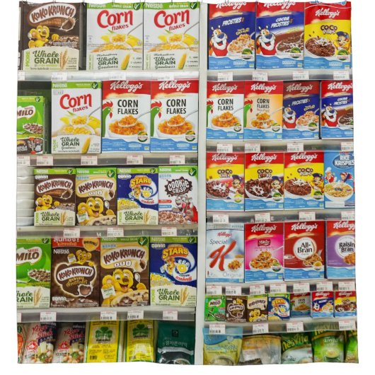 バンコクシリアル棚:フードランド社説 シャワーカーテン (正面)