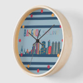 バンコクスカイラインネオンオレンジブルーレッドウォールクロック 壁時計 (傾斜)