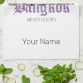 バンコクスカイラインヴィンテージBKKレトロタイデザイン キッチンタオル (折り畳み)