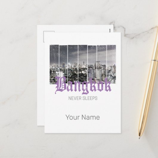バンコクスカイラインヴィンテージBKKレトロタイデザイン シーズンポストカード (正面/裏面インサイチュ)