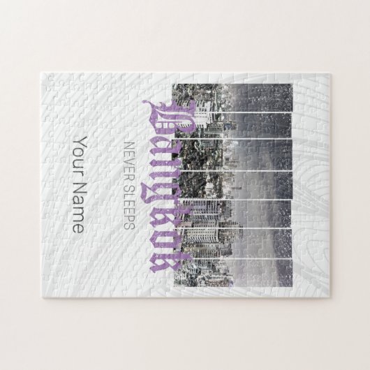 バンコクスカイラインヴィンテージBKKレトロタイデザイン ジグソーパズル (横)