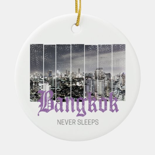 バンコクスカイラインヴィンテージBKKレトロタイデザイン セラミックオーナメント (正面)