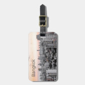 バンコクスクンビットスカイライン素晴らしサンセットアートギフトラグ ラゲッジタグ (正面縦)