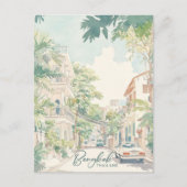 バンコクタイグアッシュ絵を描イラストレーション旅行 ポストカード (正面)