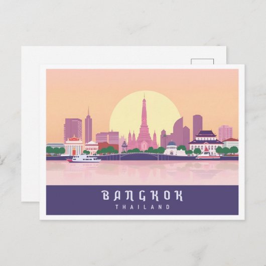 バンコクタイパステルトラベルデザイン ポストカード (正面/裏面)
