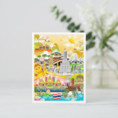 バンコクタイランドアートトラベルイラストレーション ポストカード (スタンド正面)