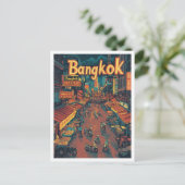 バンコクタイランドアートヴィンテージトラベルイラストレーション ポストカード (スタンド正面)