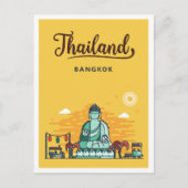 バンコクタイランドアートヴィンテージトラベルイラストレーション ポストカード (正面)