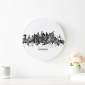 バンコクタイランドスカイラインBW ラージ壁時計 (ホーム)