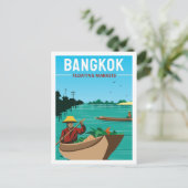 バンコクタイランドファ有名トラベルプレイスイラストレーション ポストカード (スタンド正面)