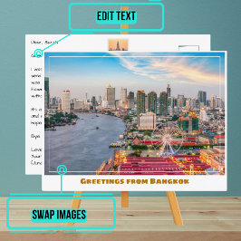 バンコクタイランドリバー&スカイラインモダン ポストカード
