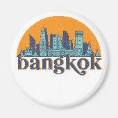 バンコクタイレトロシティスカイラインシティスケープアート マグネット (正面)