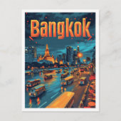バンコクタイヴィンテージアートトラベルイラストレーション ポストカード (正面)