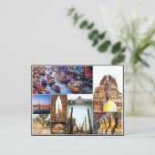 バンコクテンプルコラージュカラフル写真 ポストカード (スタンド正面)