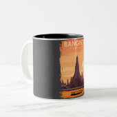 バンコクトラベルポスターアートプリント ツートーンマグカップ (正面左)