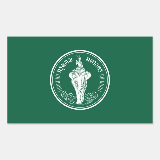 バンコク国旗、タイ長方形ステッカー 長方形シール (正面)