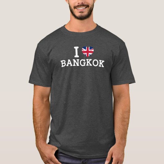 バンコク大好き 英国 間違った旗 ハート 愛好家 ダジャレ Tシャツ (正面)
