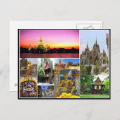 バンコク旅行宗教仏教文化コラージュ ポストカード (正面/裏面)