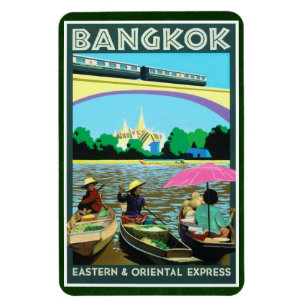 バンコク、タイのヴィンテージ旅行プリント マグネット