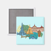 バンコク，タイの世界的に有名な都市 マグネット (正面/裏面)