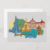バンコク,タイの有名なシティトラベル ポストカード (正面/裏面)