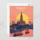 バンコク，タイ鮮やかヴィンテージトラベル ポストカード (正面/裏面)