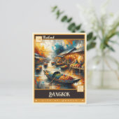 バンコク，タイ |ヴィンテージ絵を描ー ポストカード (スタンド正面)