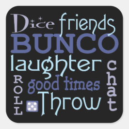 バンコゲームナイトブルーとパープルモダンタイポグラフィ スクエアシール