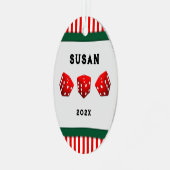 バンコパーソナライズされたホリデーギフト メタルオーナメント (正面左)