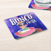 バンコパーティーフィエスタデイオブザデッドスケルトン スクエアペーパーコースター (アングル)