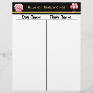 バンコブラック金ゴールドピンク誕生日タリースコアシート