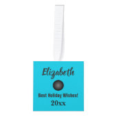 バンコプレーヤートモノグラムのネードウッドホリデイ キューブオーナメント (正面)