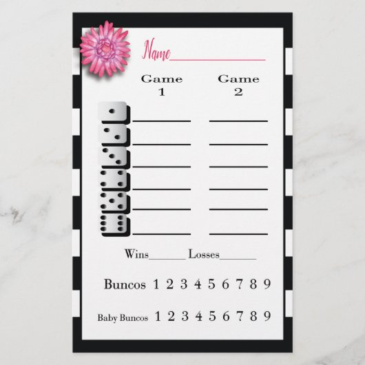 バンコ白黒ピンクフラワースコアシート チラシ (正面)