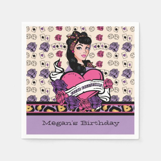 バンコ、ピンアップ スタンダードカクテルナプキン (正面)