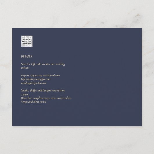 バンゴウスターリーナイト結婚式招待状 ポストカード (裏面)