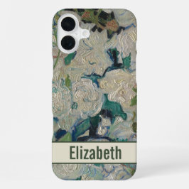 バンゴッホの白バラの花と名前入り  iPhone 16 PLUSケース