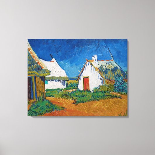 バンゴッホスリーホワイトコテージズインティスマリーズ キャンバスプリント (正面)