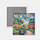 バンゴッホニューヨークセントラルパークオイルペインティングトラベル マグネット (正面/裏面)