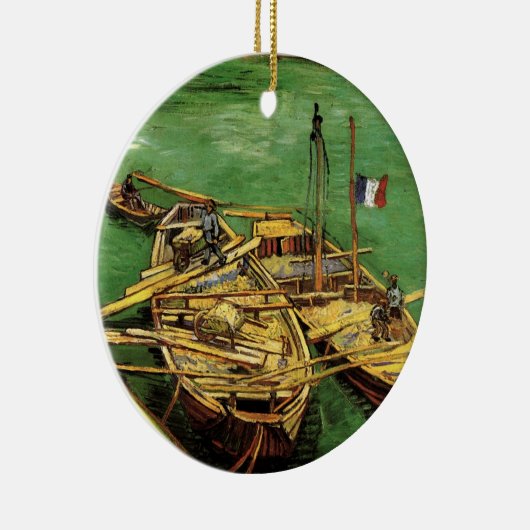 バンゴッホ河岸の男が荷降ろし砂はしけ セラミックオーナメント (右)