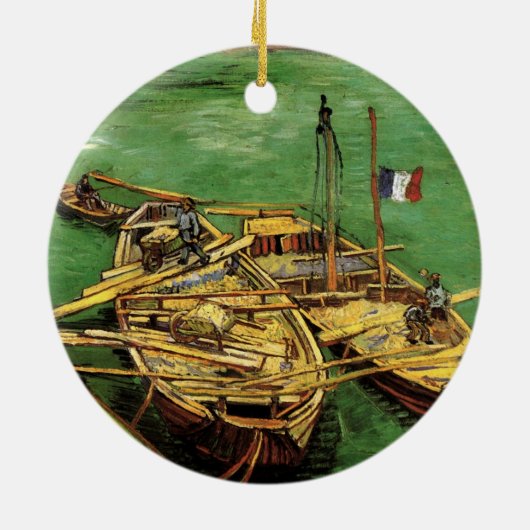 バンゴッホ河岸の男が荷降ろし砂はしけ セラミックオーナメント (裏面)